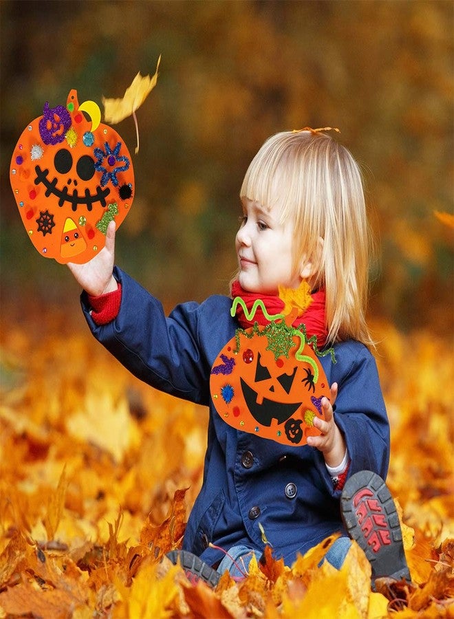Winlyn 30 Kits Fall Halloween Pumpkin Decorations DIY Pumpkin Craft Kits Foam Pumpkin Shapes with Halloween Stickers Jack-O'-Lantern Face Stickers for Kids Gift Favors Art Project Classroom Activity - Image 3