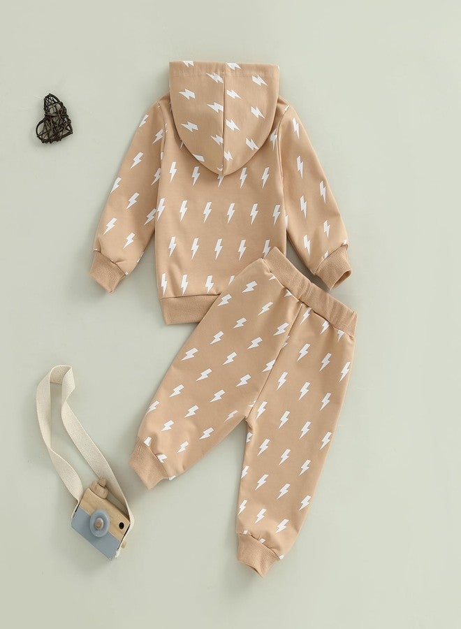 Fernvia Toddler Baby Boy Clothes Long Sleeve Hoodie Sweatshirt and Print Pants Infant 2PCS Fall Winter Outfits Set (A Apricot, 3-4 Years) - Image 5