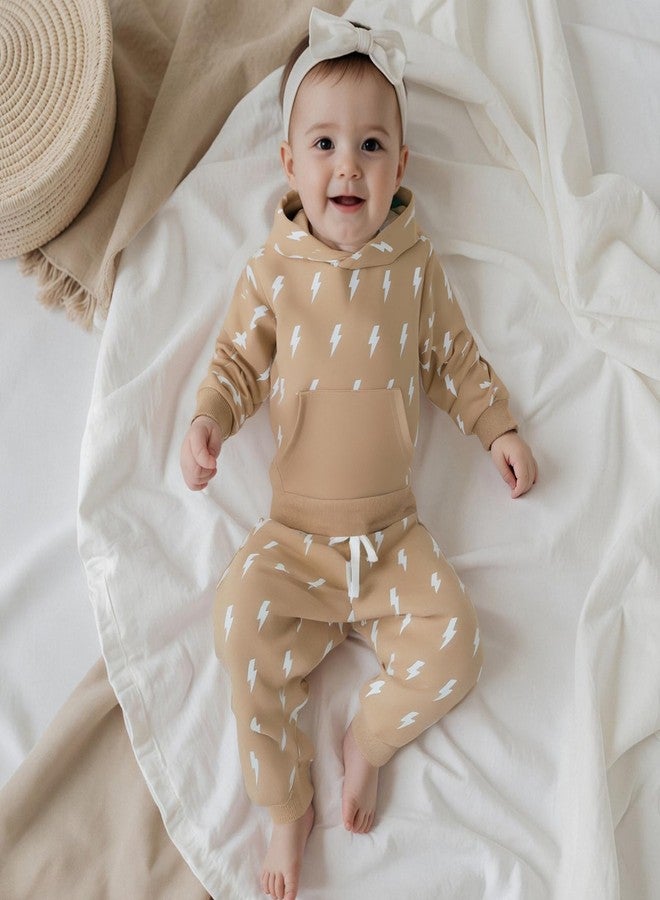 Fernvia Toddler Baby Boy Clothes Long Sleeve Hoodie Sweatshirt and Print Pants Infant 2PCS Fall Winter Outfits Set (A Apricot, 3-4 Years) - Image 3