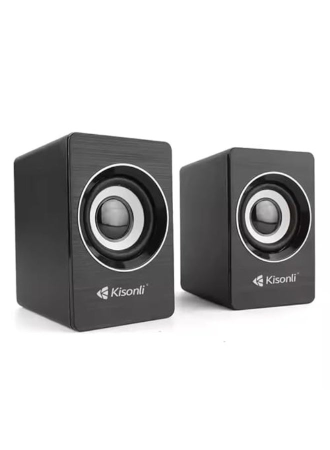 Kisonli A707 Mini Speaker Usb - Black-Kisonli A-707 USB Stereo Speaker – Clear Sound in Compact Design - Image 1