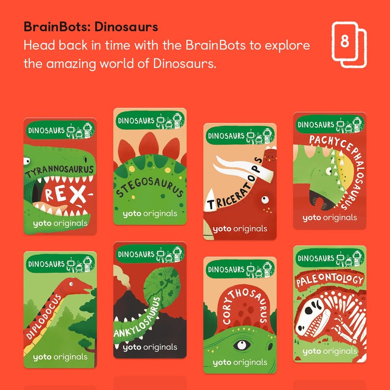 Yoto BrainBots: Dinosaurs â€“ 8 Kids Audiobook Cards for Use with Player & Mini All-in-1 Audio Device, Educational Screen-Free Listening with Fun Stories for Learning & Interactive Quizzes, Ages 6+ - Image 2