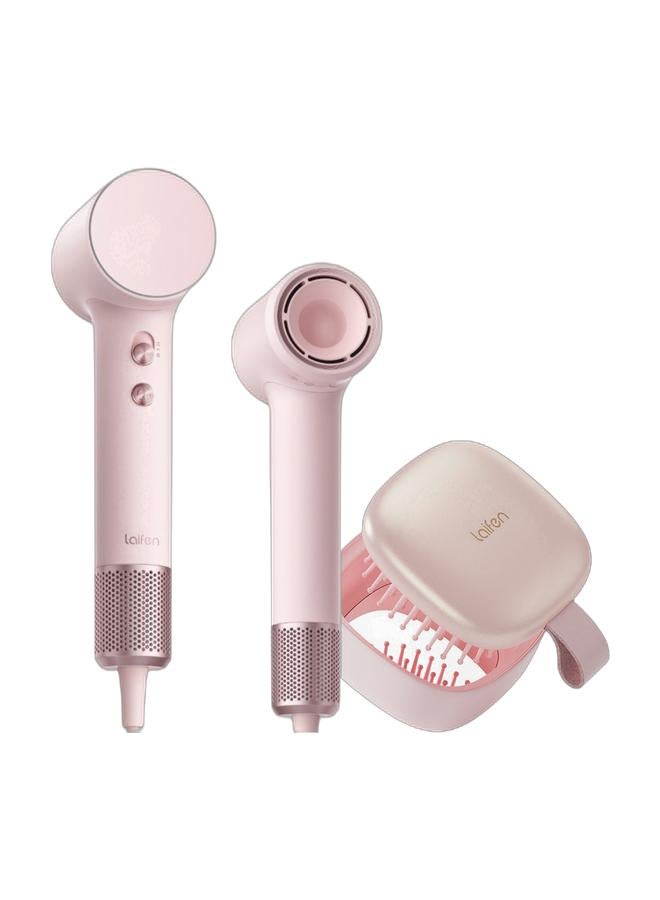 لايفن باقه (اشتري مجفف الشعر واحصل على الفرشاة مجانًا) مجفف شعر أيوني صغير عالي السرعة - وردي مرجاني | مع فوهة مغناطيسية وحقيبة سفر + مشط هوائي محمول مزود بمرآة - لفك التشابك، شعيرات ناعمة، وتدليك فروة الرأس (وردي) - مجموعة اقتصادية - Image 1
