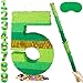 PCFING 20 Inch Number 5 Piata Green Gold with 30 Inch Piata Stick Blindfold Confetti for Boy Girl Adults Birthday Party Decorations Anniversary Celebration Fiesta - Image 2