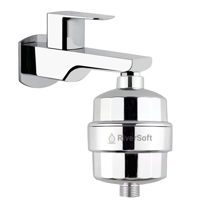 RiverSoft DIVA PRO Shower and Tap Filter for Hard Water | Water softener for bathroom | Reduces hair fall | 15-stage filter (Chrome, Pack of 1) - Image 1