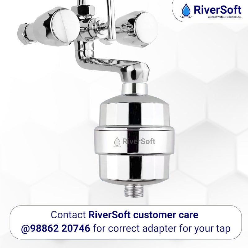 RiverSoft DIVA PRO Shower and Tap Filter for Hard Water | Water softener for bathroom | Reduces hair fall | 15-stage filter (Chrome, Pack of 1) - Image 4