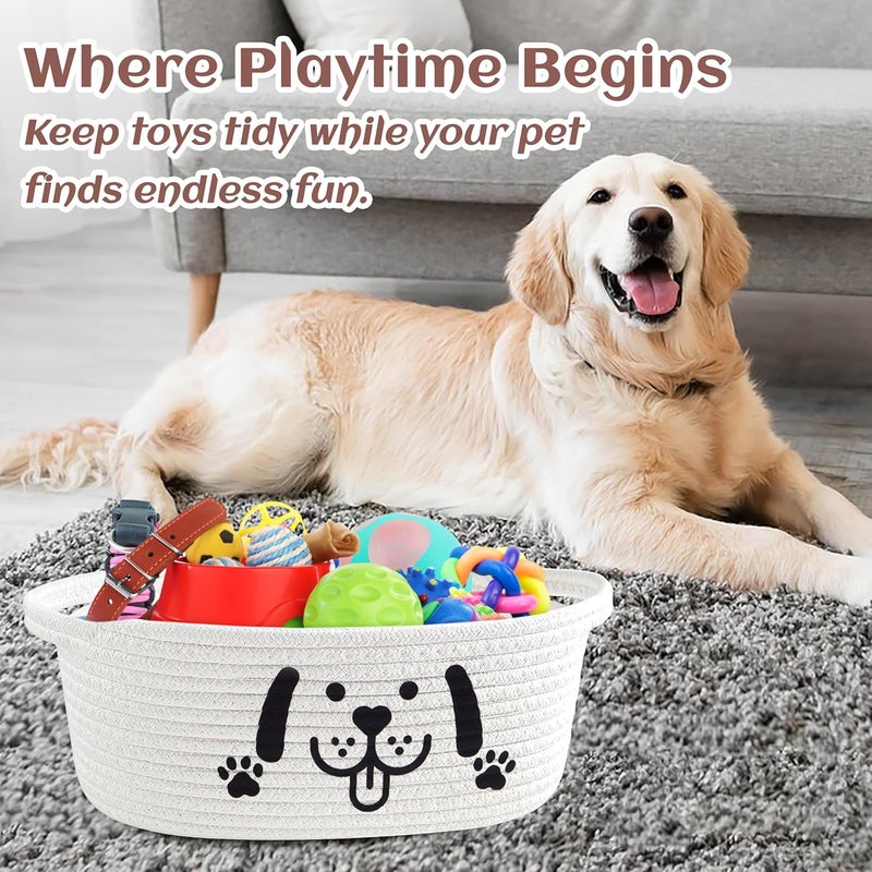 Bufims Small Woven Dog Gifts Basket for Storage Empty Dog Toy Bins Organizer with Ribbons and Bags Durable Cute Pet Gifts 12"X 8" X 5" Small Rope Basket for Gifting - Image 4