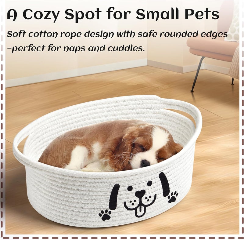 Bufims Small Woven Dog Gifts Basket for Storage Empty Dog Toy Bins Organizer with Ribbons and Bags Durable Cute Pet Gifts 12"X 8" X 5" Small Rope Basket for Gifting - Image 2