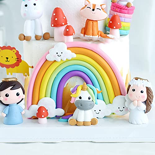 Aprildecember Rainbow Cloud Cake Topper Colorful Rainbow Soft Pottery Cake Cupcake Topper for Boys Girls Birthday Party Decorations Supplies - Image 5
