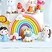Aprildecember Rainbow Cloud Cake Topper Colorful Rainbow Soft Pottery Cake Cupcake Topper for Boys Girls Birthday Party Decorations Supplies - Image 4