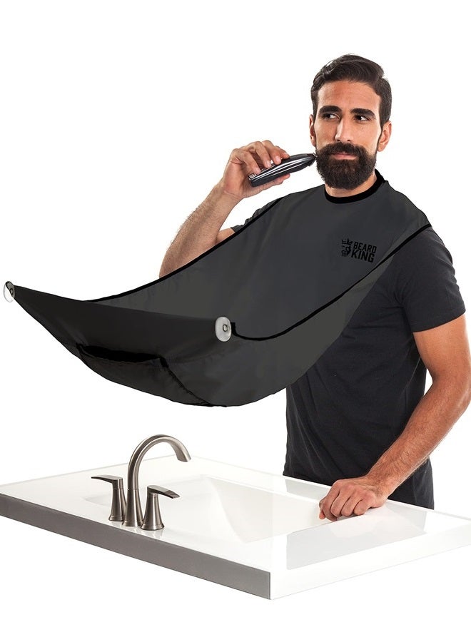 BEARD KING Beard Bib Apron for Men - the Original Cape As Seen on Shark Tank, Mens Hair Catcher for Shaving, Trimming - Grooming Accessories & Gifts for Dad or Husband - 1 Size Fits All, BLACK - Image 1