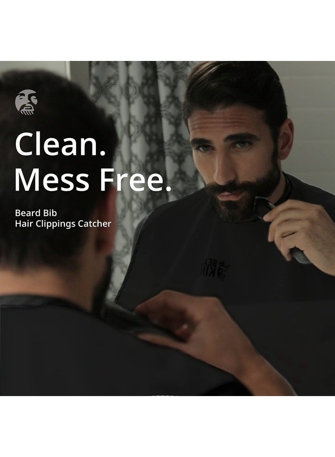 BEARD KING Beard Bib Apron for Men - the Original Cape As Seen on Shark Tank, Mens Hair Catcher for Shaving, Trimming - Grooming Accessories & Gifts for Dad or Husband - 1 Size Fits All, BLACK - Image 2