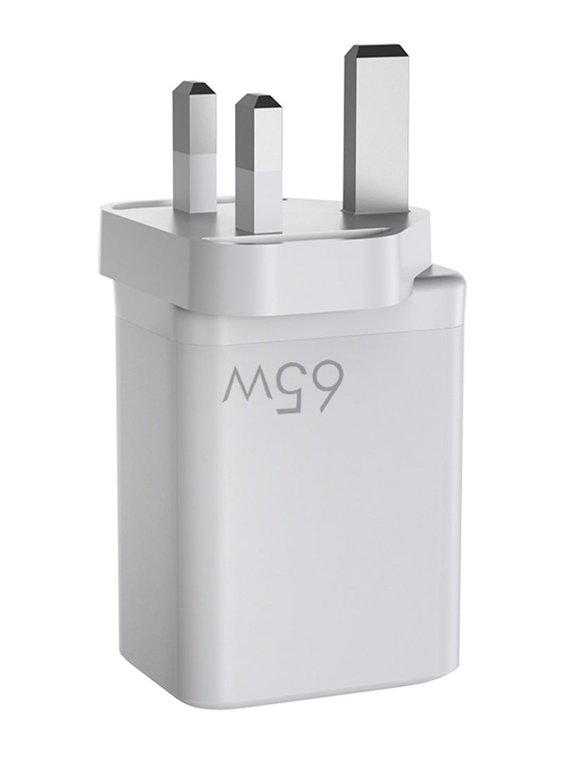 Youque - 3-Port GaN 65W Adapter, USB C to USB C, USB A to USB C Laptop/Mobile Phone/Tablet Fast Charger, Support iPhone 16 Pro Max 40W Super Fast Charging, With 100W Type-C Charging Cable For iPhone 14 Pro Max, iPhone 15 Pro Max, iPhone 16 Pro Max, HUAWEI Pura 70 Pro, Samsung S24 Ultra, and Various Devices White - Image 1