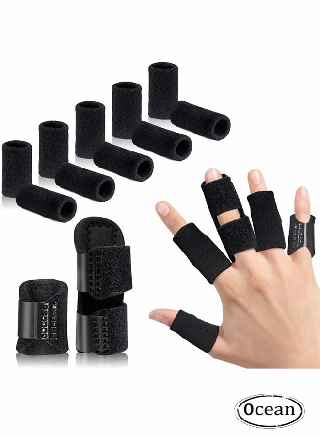 Ocean Finger Splint, Set of 2 Trigger Finger Brace with 10 Nylon Sleeves for Finger Pain Relief and Sport Injuries, Swelling Tendon Release Relieving Finger Stiffness and Sprained Knuckles  - Image 1