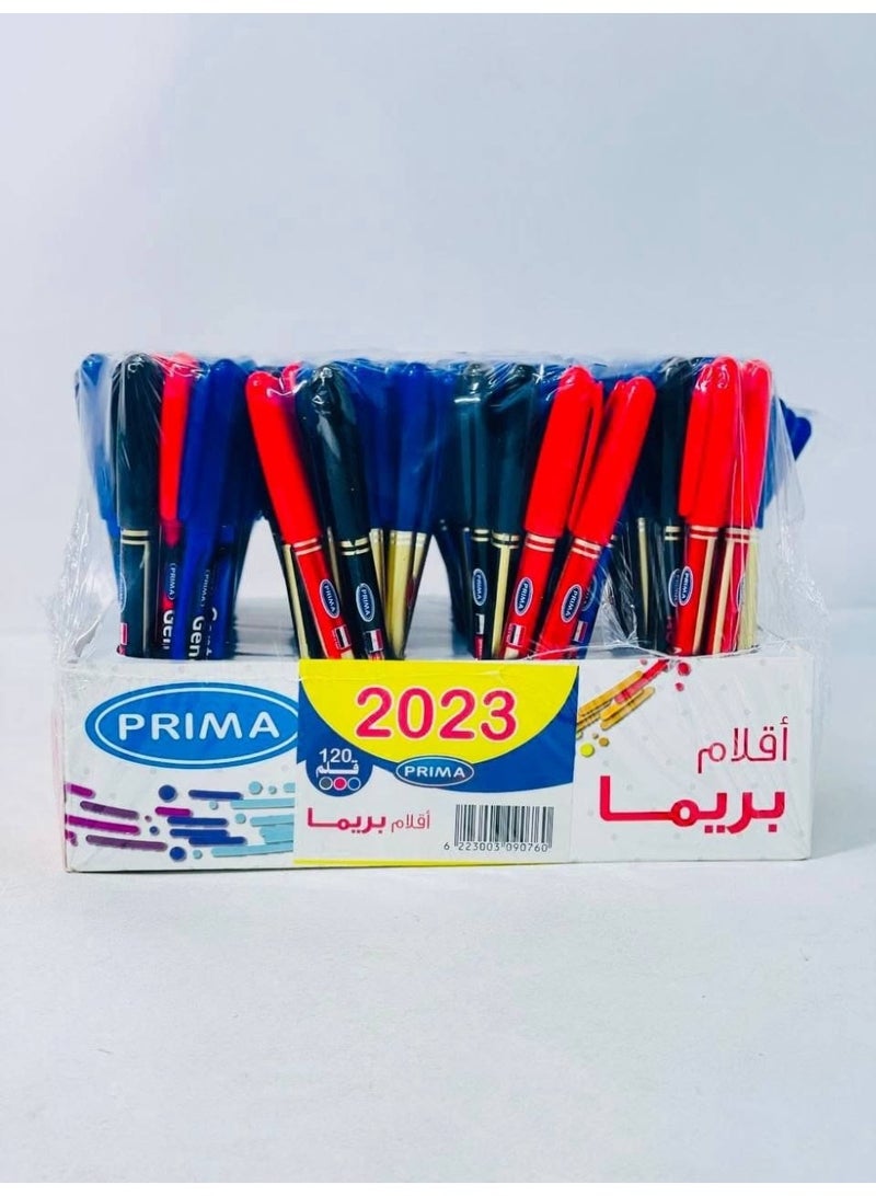 Ballpoint pens, 0.7 mm needle tip, 3 different ink colors (blue, red, and black), 120 pens per stand - Image 1