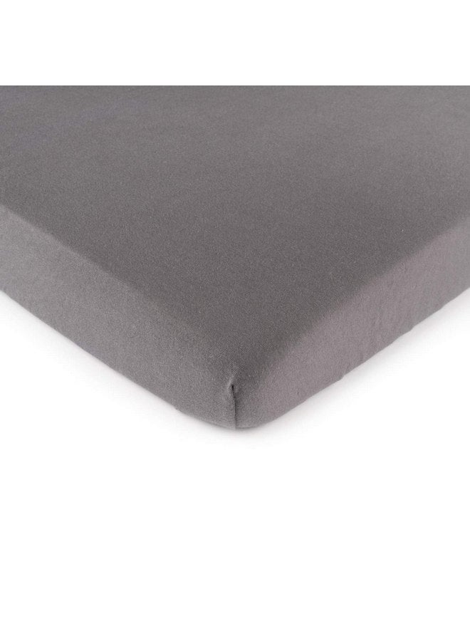 SHEETWORLD.COM SheetWorld Fitted Pack N Play Playard Sheet Compatible with Maxi COSI Swift Play Yard 31 x 39 inches, 100% Cotton Jersey, Hypoallergenic, Butter Soft, Dark Grey, Made in USA - Image 1