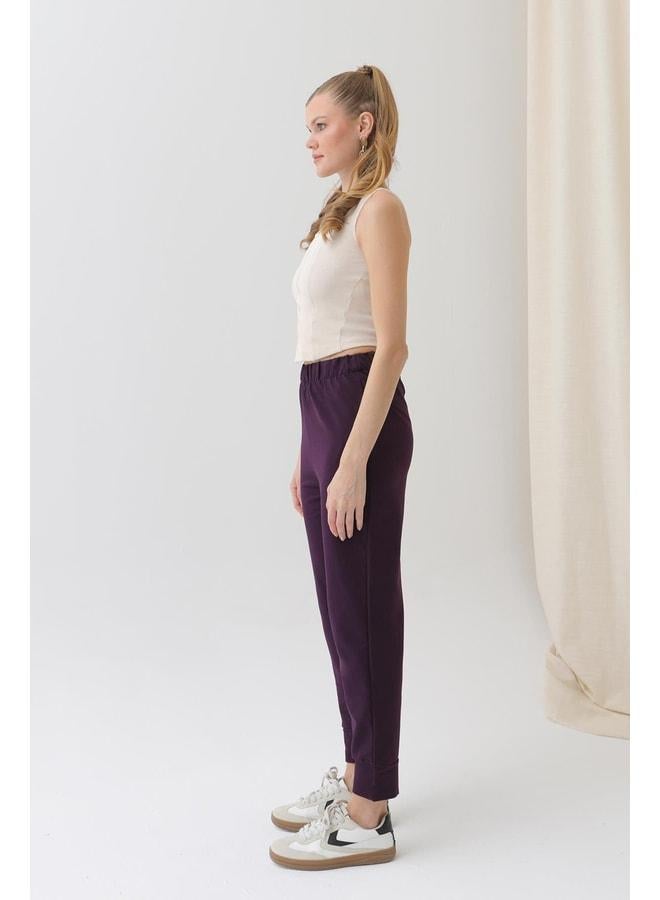 Soul Women's Ribbed Detail Sweatpants - 30189PNT - PURPLE. - Image 3