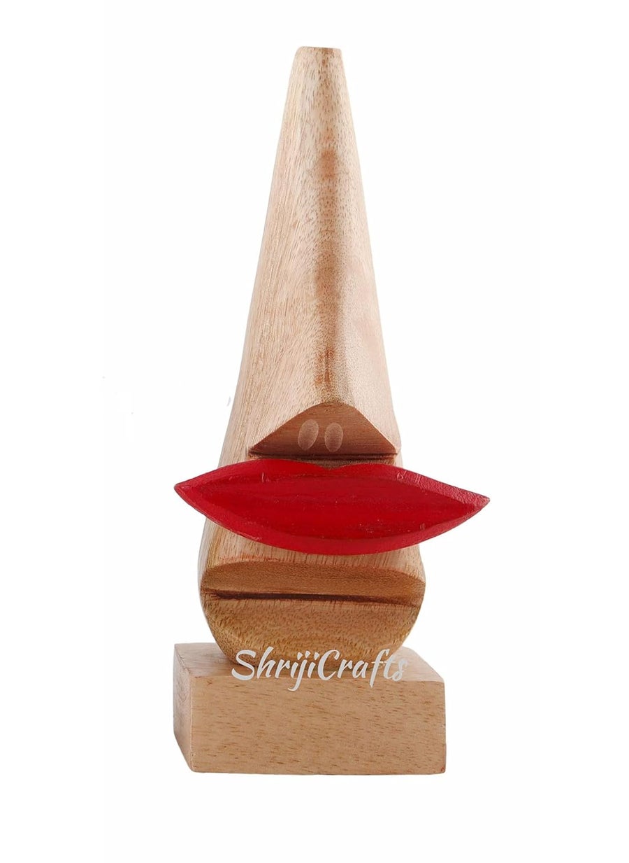 Shriji Crafts Ortus Arts Handmade Wooden Nose Shaped Spectacle Specs Eyeglass Holder Stand with Red Lips and Black Mustache  - Image 4