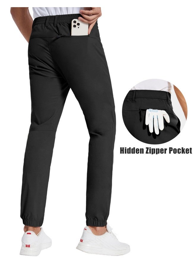 Puli Mens Golf Joggers Pants Lightweight Quick Dry Chino Workout Slim Fit Flat Front Trousers With Pockets Black 34 - Image 3