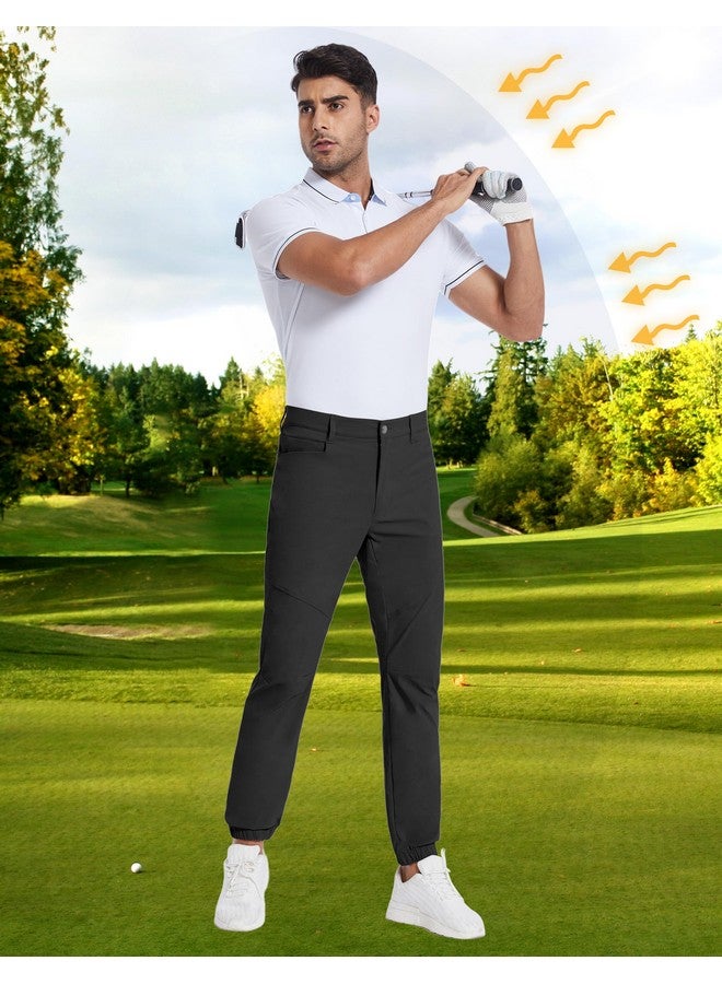 Puli Mens Golf Joggers Pants Lightweight Quick Dry Chino Workout Slim Fit Flat Front Trousers With Pockets Black 34 - Image 5
