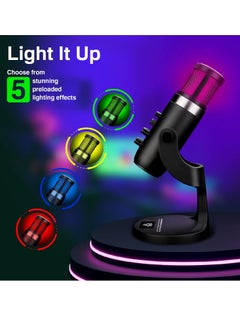 VERTUX Vertux Crusader Unidirectional Cardioid Gaming Microphone, Hyper-Sensitive, USB-C Input, 20Hz-20kHz Frequency Response, 5 Modes RGB LED, 1.8m Cable Length, Black | Crusader  - Image 2