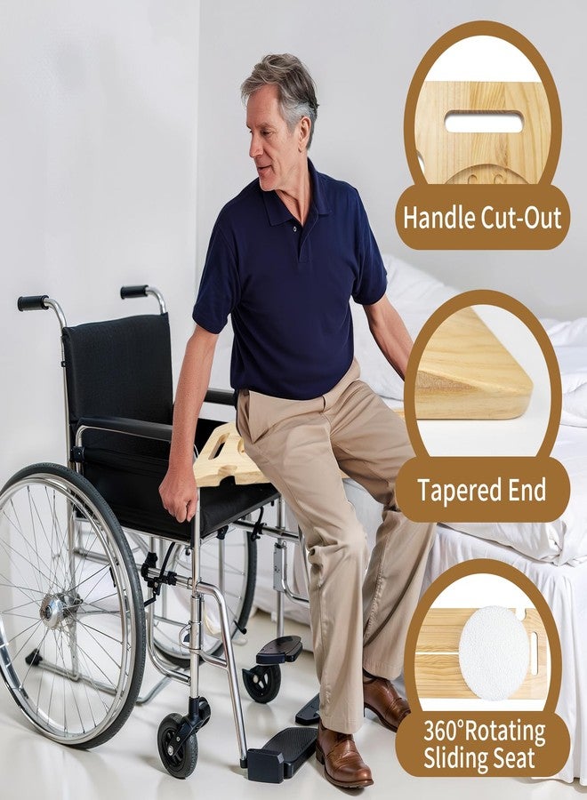 WodGod Wooden Slide Transfer Board, Transfer Board With Track Pulley Turntable, Heavy-Duty Sliding Board Holds Up To 500 Pounds for Patient Senior And Handicap Move Assist, 2 Handles, 2 Fixed Holes(31x11x1") - Image 5