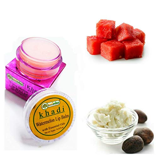 KHADI RISHIKESH Herbal Water Melon Lip Balm for men,women | Lip Care For Dark Lips | Paraben free, for Dry & Chapped Lips, 8gm - Image 1