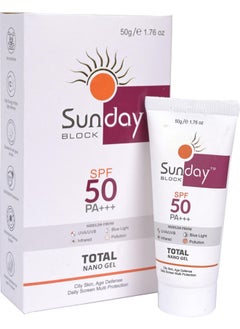 Generic Skinnovate Sunday Block Total Nano Gel Sunscreen Spf 50 & Pa+++ For Normal To Oily Skin Prevents Tanning & Pigmentation Protects Skin From Uva Uvb Infrared Rays & Visible Light (Pack Of 1 50Gm)  - Image 1