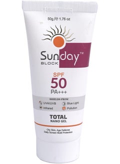 Generic Skinnovate Sunday Block Total Nano Gel Sunscreen Spf 50 & Pa+++ For Normal To Oily Skin Prevents Tanning & Pigmentation Protects Skin From Uva Uvb Infrared Rays & Visible Light (Pack Of 1 50Gm)  - Image 2