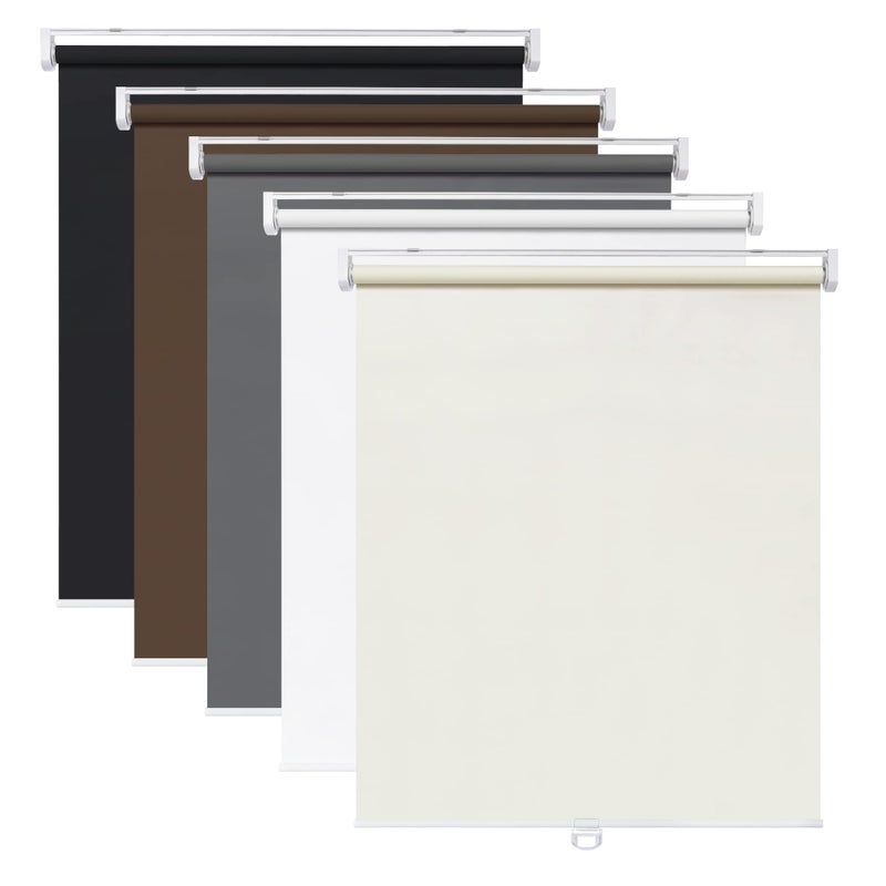 LazBlinds LazBlinds No Tools No Drill Cordless Roller Shades 100 Blackout Roller Blinds for Windows Thermal Insulated UV Protection Waterproof Roll Up Window Blinds and Shades 36 W x 72 H White 