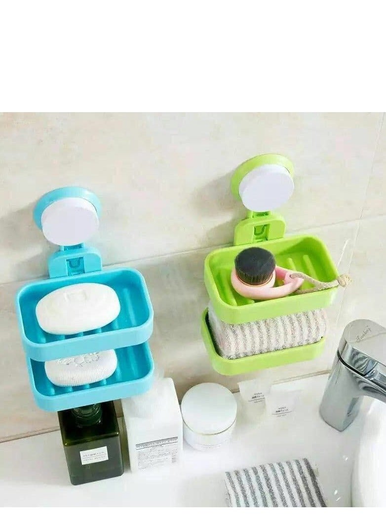 Double-layer,double-faced plastic soap box that can be hung without screws - Image 3