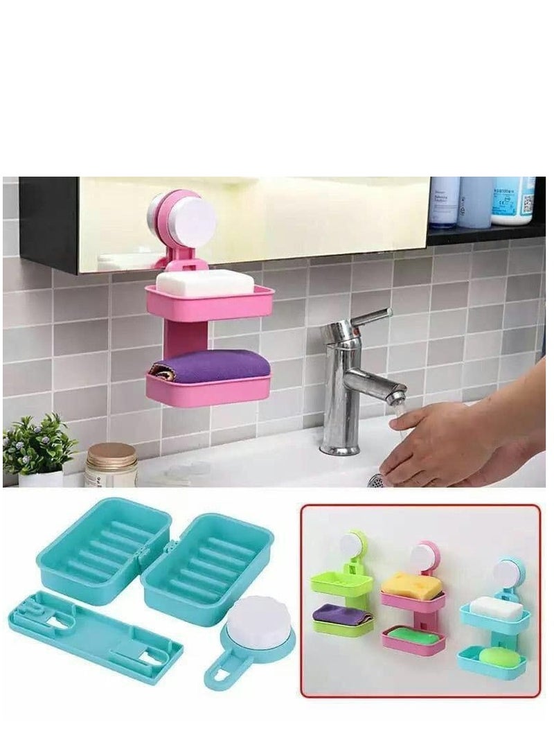 Double-layer,double-faced plastic soap box that can be hung without screws - Image 4