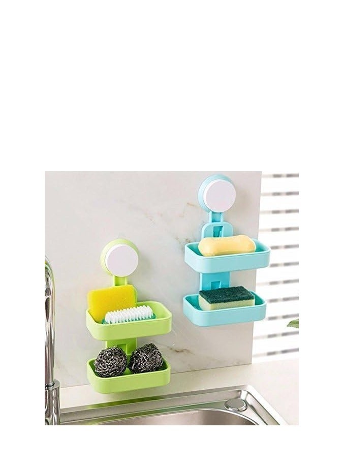 Double-layer,double-faced plastic soap box that can be hung without screws - Image 5