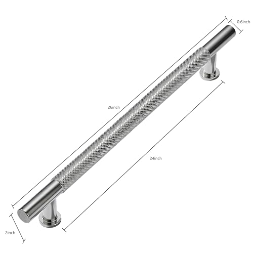 khtumeware 1 Pack 24 Inch610mm Soild Knurled Appliance Pulls Brushed Satin Nickel Cabinet Pulls Drawer Pulls Kitchen Hardware Kitchen Handles for Cabinets Cupboard Handles - Image 3