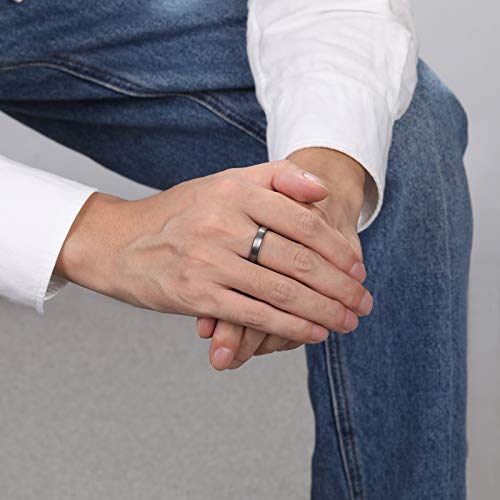 TRUMIUM 6mm Tungsten Carbide Wedding Ring Band for Men Women Silver Blue Two Tone Brushed Comfort Fit Size 4 - Image 5