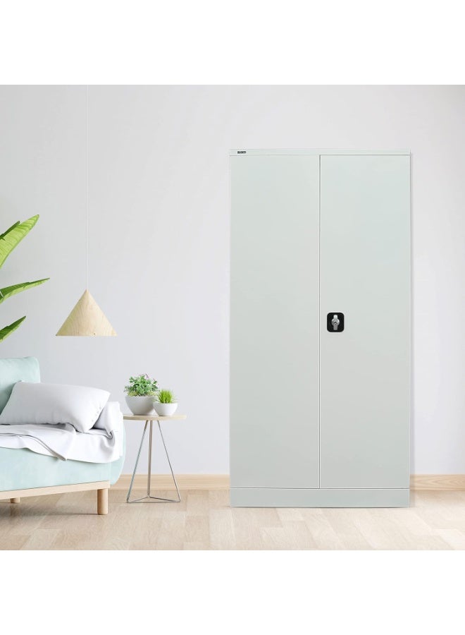 لليفانتي عنوان المنتج): دولاب ملابس فولاذي (خزانة حديد) | خزانة معدنية متينة ببابين وقفل مع عمود تعليق و 5 أرفف | منظم تخزين حديث لغرفة النوم والمكتب (183 × 90 × 45 سم - Image 1