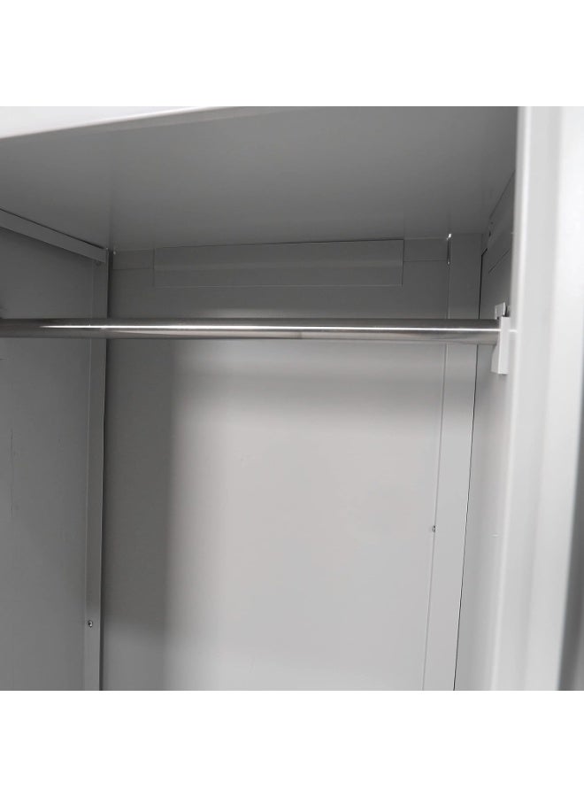 لليفانتي عنوان المنتج): دولاب ملابس فولاذي (خزانة حديد) | خزانة معدنية متينة ببابين وقفل مع عمود تعليق و 5 أرفف | منظم تخزين حديث لغرفة النوم والمكتب (183 × 90 × 45 سم - Image 5