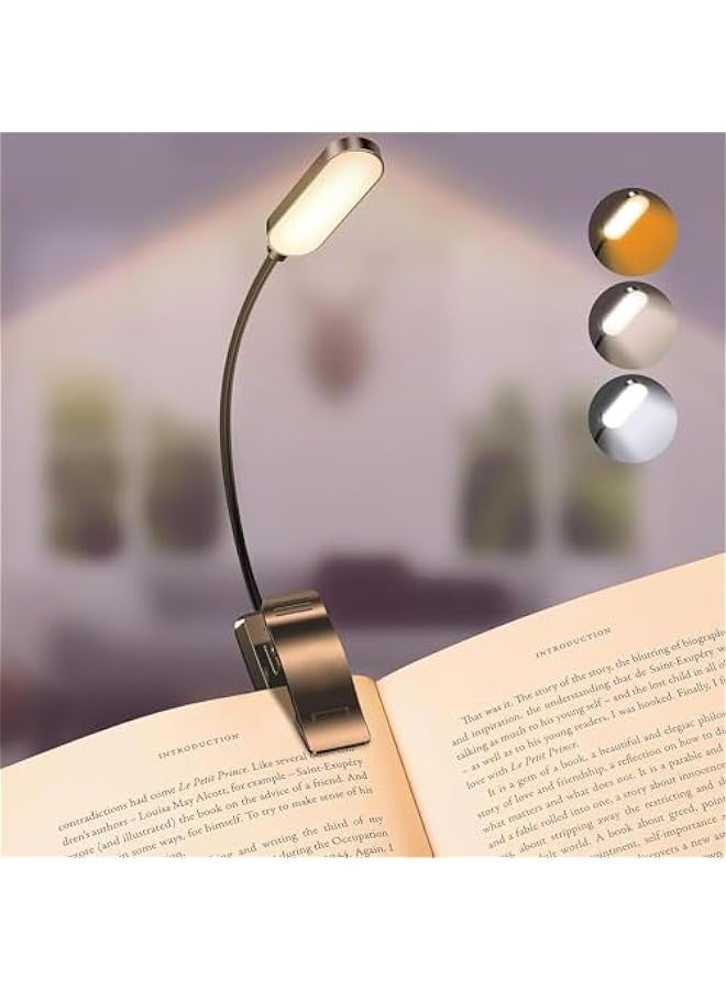 TRASSLE 9 LED Clip on Book Light, 3 Eye-Protecting Modes Flexible Reading Light Book Lamp (Warm&Cool White Light) -Stepless Dimming, Rechargeable, Long Battery Life, 4-Level Power Indicator  - Image 1