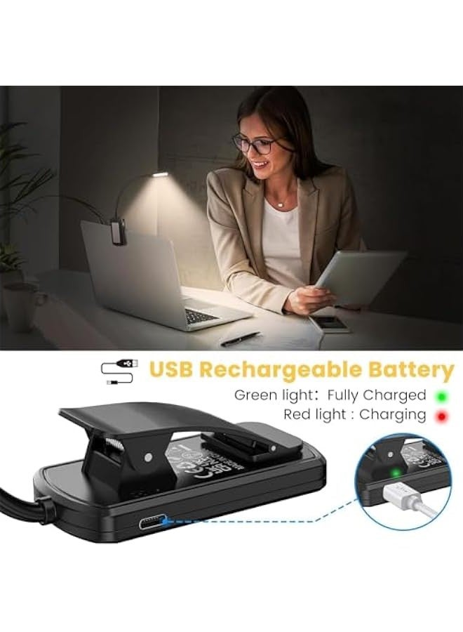 TRASSLE 9 LED Clip on Book Light, 3 Eye-Protecting Modes Flexible Reading Light Book Lamp (Warm&Cool White Light) -Stepless Dimming, Rechargeable, Long Battery Life, 4-Level Power Indicator  - Image 2