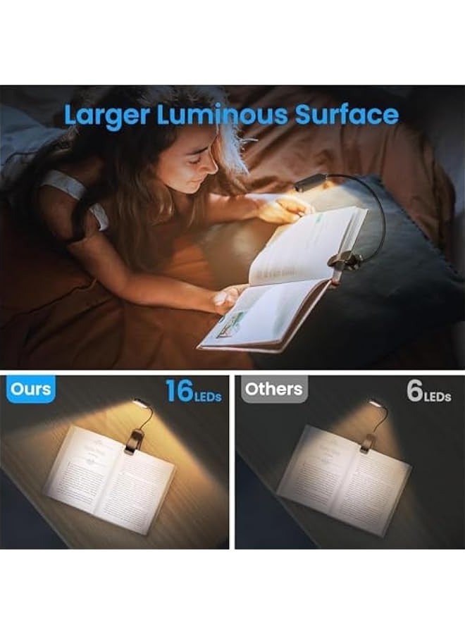 TRASSLE 9 LED Clip on Book Light, 3 Eye-Protecting Modes Flexible Reading Light Book Lamp (Warm&Cool White Light) -Stepless Dimming, Rechargeable, Long Battery Life, 4-Level Power Indicator  - Image 3