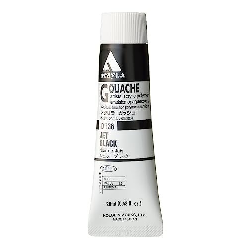 Holbein Acryla Gouache 20ml Jet Black - Image 3