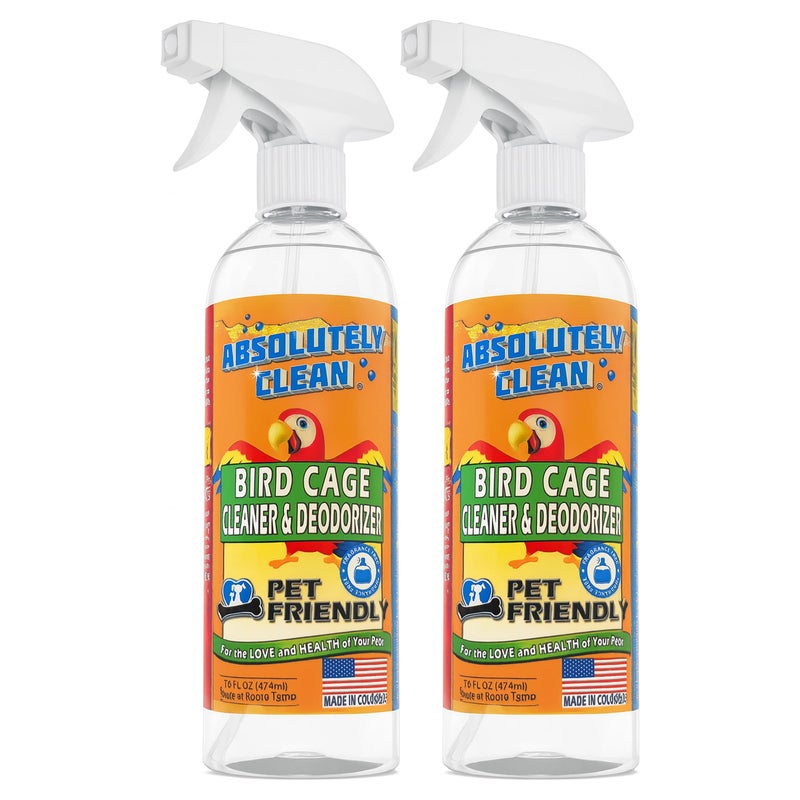 Absolutely Clean Amazing Bird Cage Cleaner and Deodorizer - Just Spray/Wipe - Safely u0026 Easily Removes Bird Messes Quickly and Easily - Made in The US - Fragrance Free - 16oz (Pack of 2) - Image 1