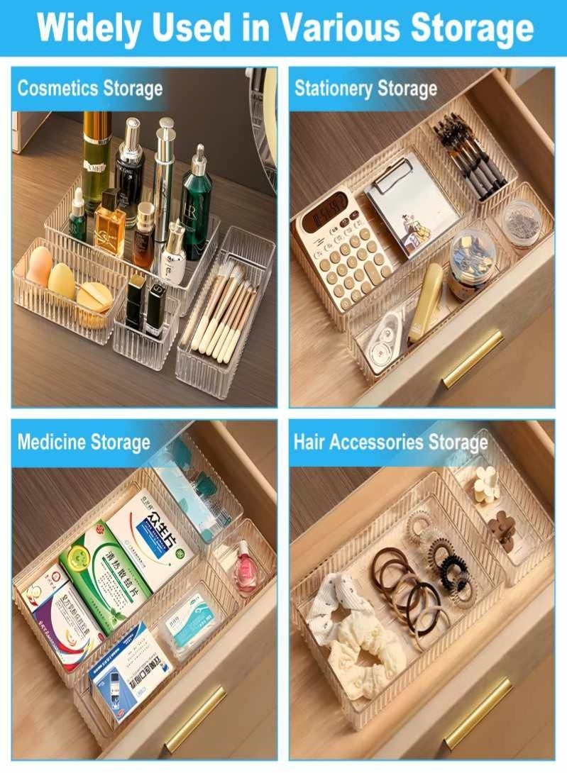 10 Pack Desk Drawer Organisers, 4 Size Plastic Drawer Storage Bins for Kitchen, Bathroom, Bedroom, Office, Utensils, Makeup, Jewelries, Gadgets - Image 5