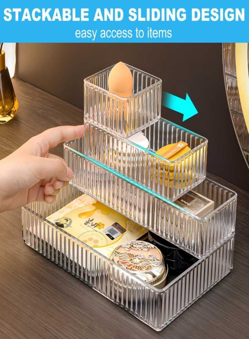 10 Pack Desk Drawer Organisers, 4 Size Plastic Drawer Storage Bins for Kitchen, Bathroom, Bedroom, Office, Utensils, Makeup, Jewelries, Gadgets - Image 3