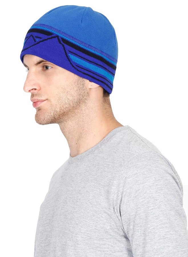 FabSeasons Men's Fleece Winter Skull Cap(Blue) - Image 2