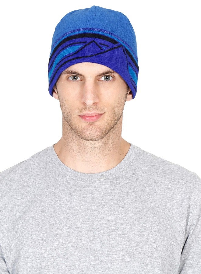 FabSeasons Men's Fleece Winter Skull Cap(Blue) - Image 1