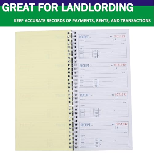 Gimehome Cash Receipt Book, 200 Sets, 2-Part Carbonless, 5-1/4" x 11", Spiral Bound, White & Canary Copies - Numbered Forms for Cash Transactions, Rent Payments & Business Records (1pack) - Image 4