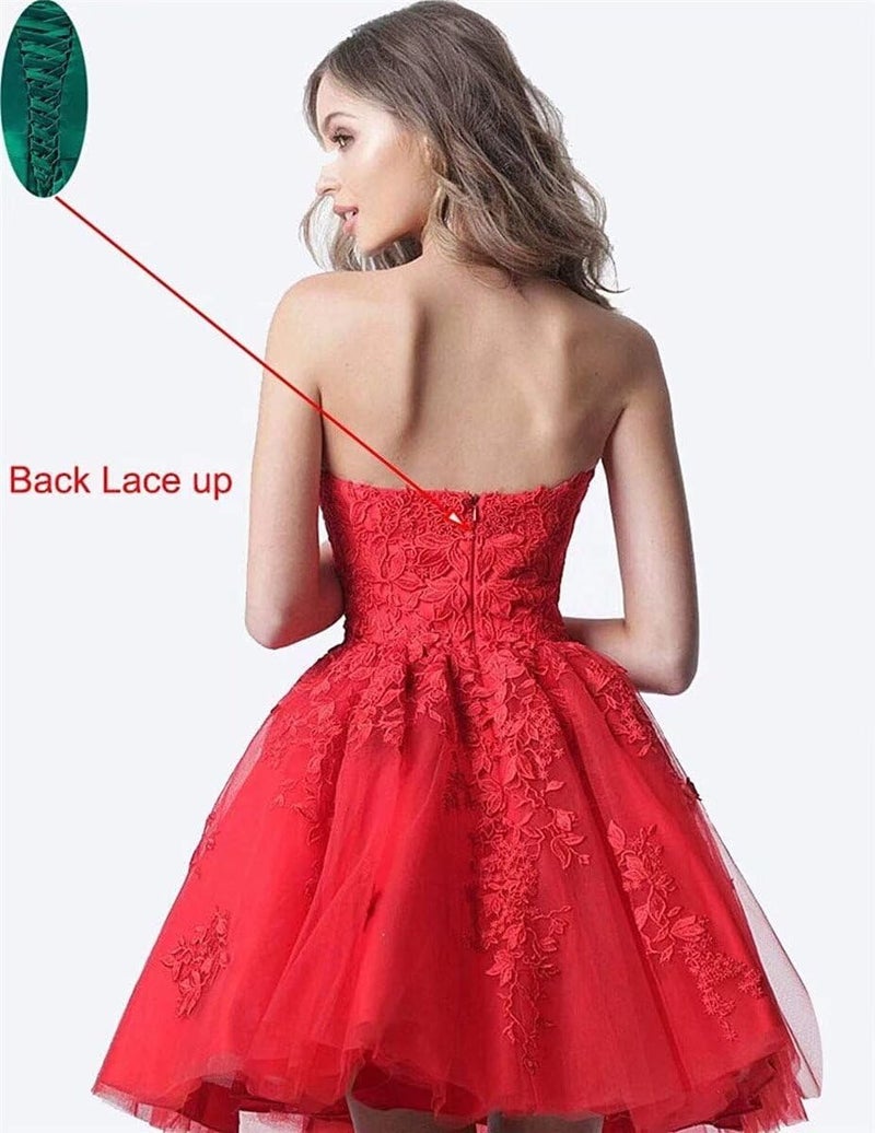 YWXYMGE Lace Homecoming Dresses Short A Line Strapless Formal Cocktail Party Gowns-Light Blue-2 - Image 2