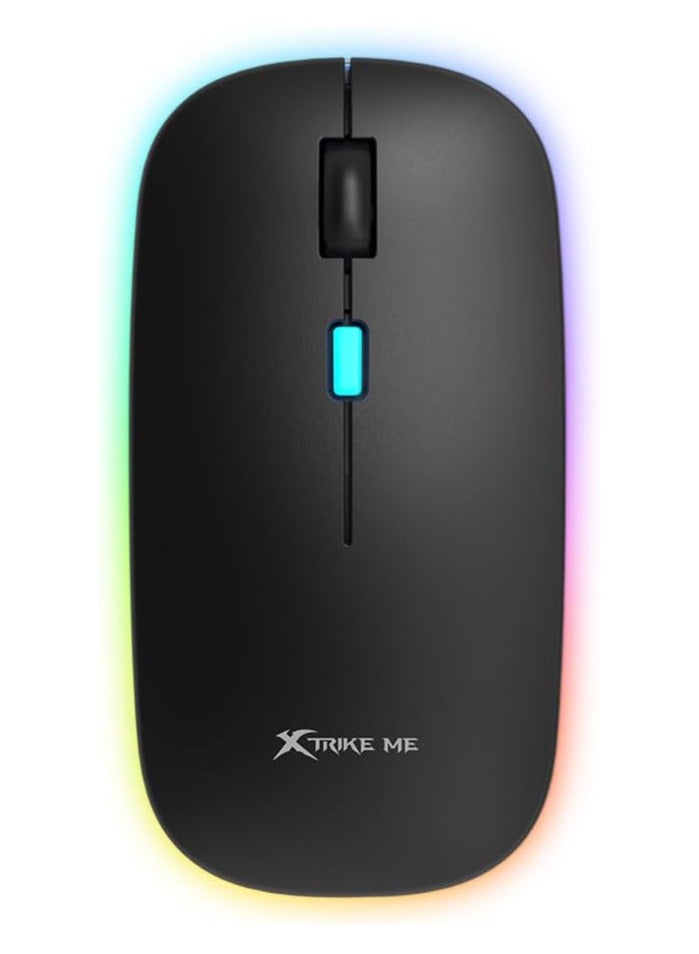 GW-113 Wireless Dual Modes Mouse, Ergonomic Design, Adjustable DPI, Silent Clicks, Rechargeable Battery, Windows/Mac/Android Compatible, Lightweight, Black