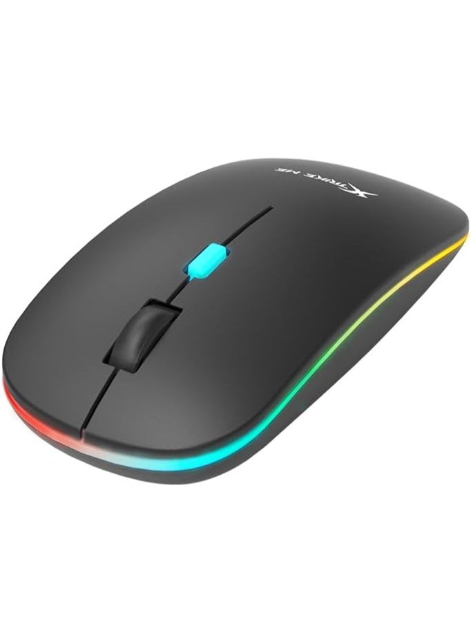 XTRIKE ME GW-113 Wireless Dual Modes Mouse, Ergonomic Design, Adjustable DPI, Silent Clicks, Rechargeable Battery, Windows/Mac/Android Compatible, Lightweight, Black - Image 4