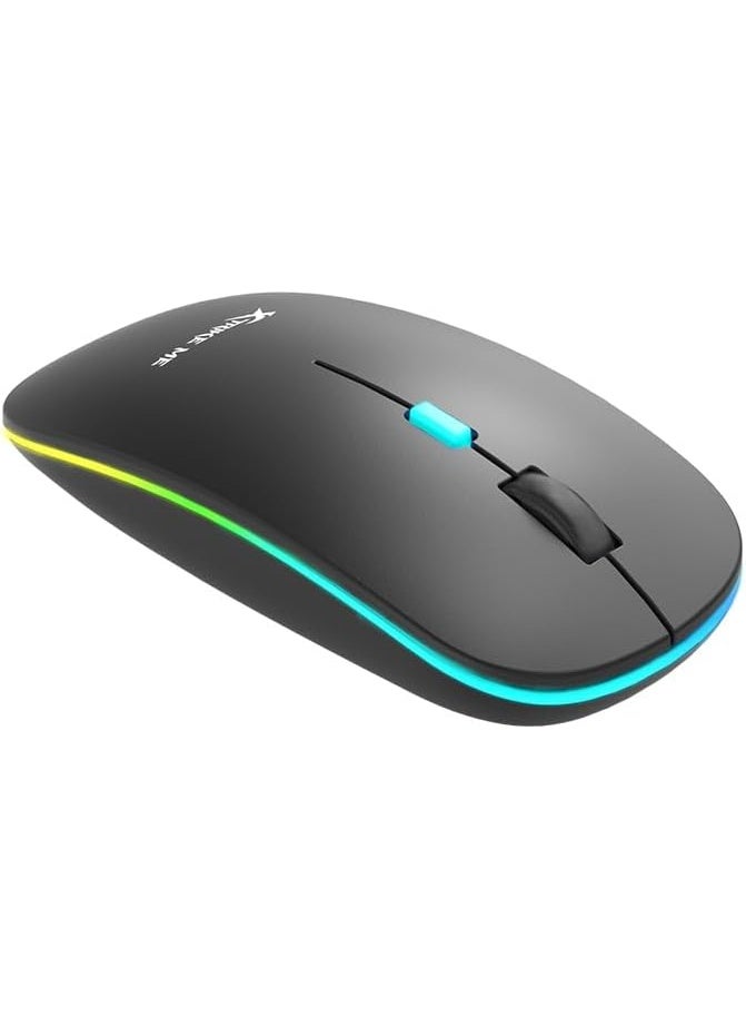 XTRIKE ME GW-113 Wireless Dual Modes Mouse, Ergonomic Design, Adjustable DPI, Silent Clicks, Rechargeable Battery, Windows/Mac/Android Compatible, Lightweight, Black - Image 3